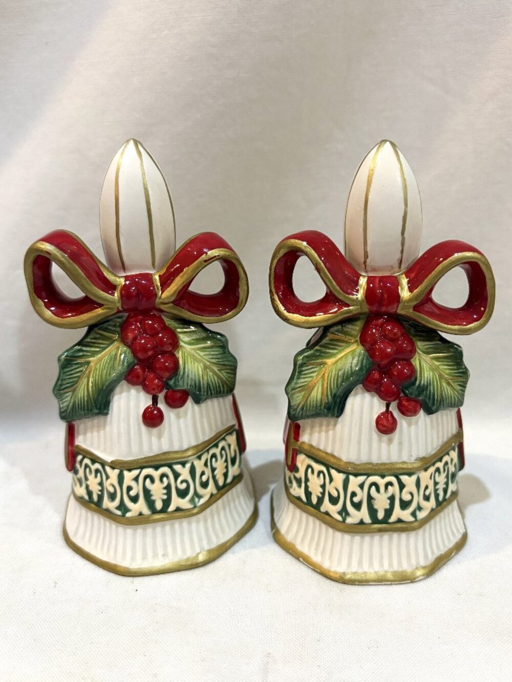 Fitz and Floyd Essentials Christmas Bells Salt and Pepper Shaker Set